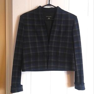 Periphery Plaid Cropped Blazer Size Small Blue Black & Grey